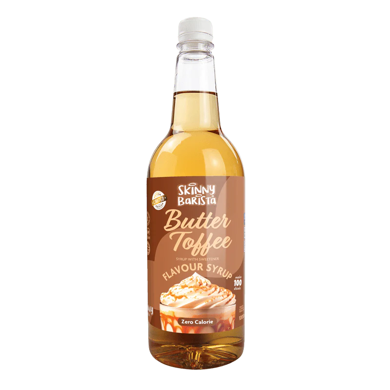 Skinny Barista Butter Toffee Flavour Syrup - Sugar Free Skinny Coffee Syrup - 1 Litre (Limited Edition)