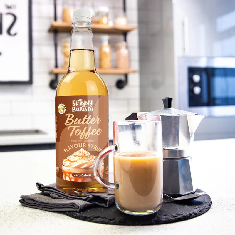 Skinny Barista Butter Toffee Flavour Syrup - Sugar Free Skinny Coffee Syrup - 1 Litre (Limited Edition) - Image 2