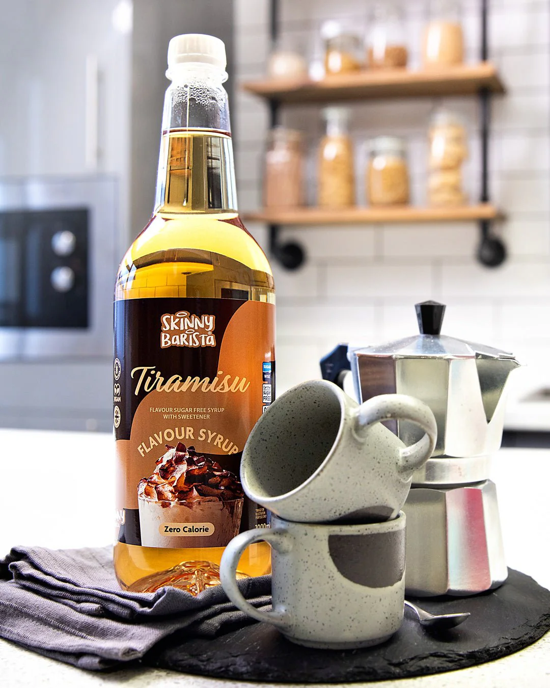 Skinny Barista Tiramisu Flavour Syrup - Zero Calorie Sugar Free Skinny Coffee - 1 Litre (Limited Edition) - Image 2