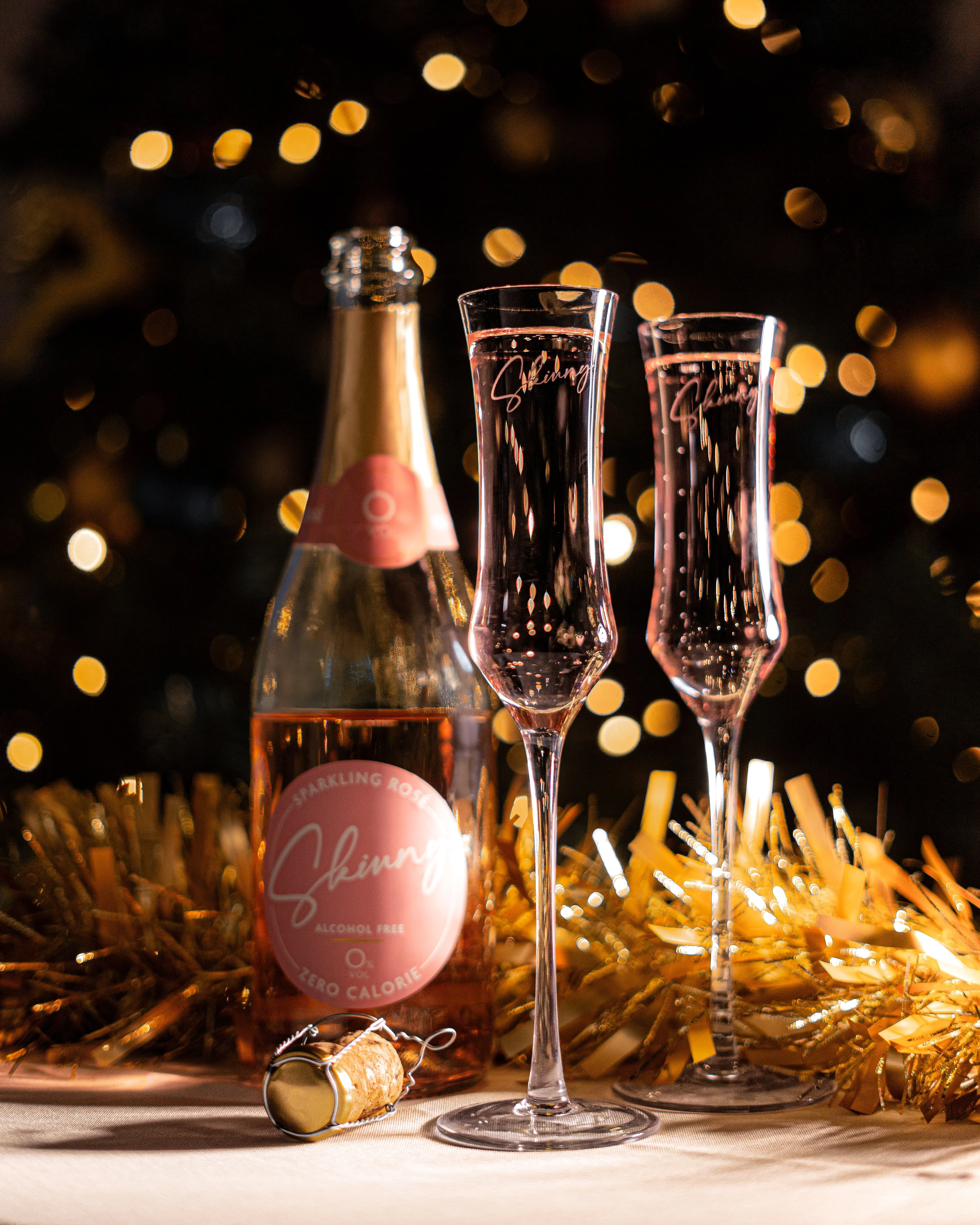 Skinny Champagne Flutes Prosecco Glasses Pair 'Crystal' - Set of 2 - Image 3
