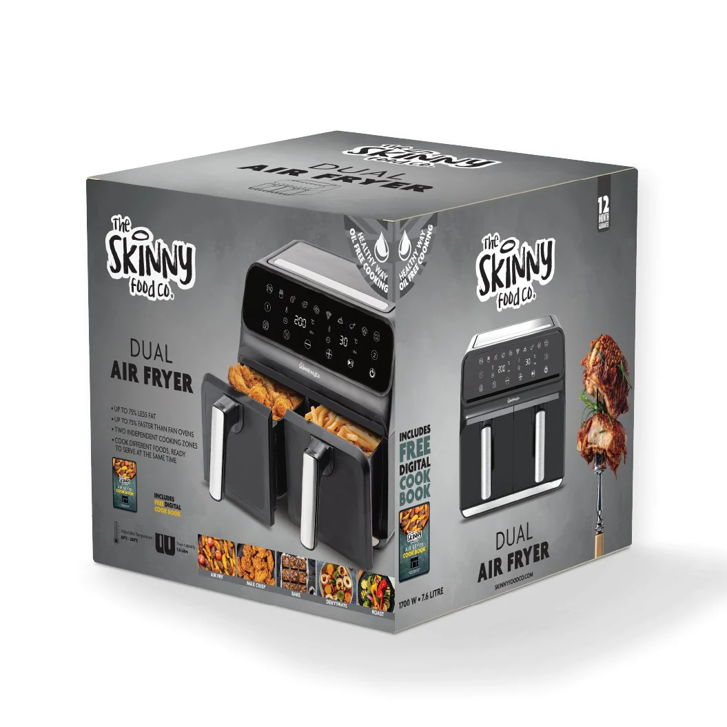 Skinny Food Co Black Dual Zone Air Fryer 8 Litre (Free Digital Air Fryer Recipe Book) - Ninja Alternative - Image 5