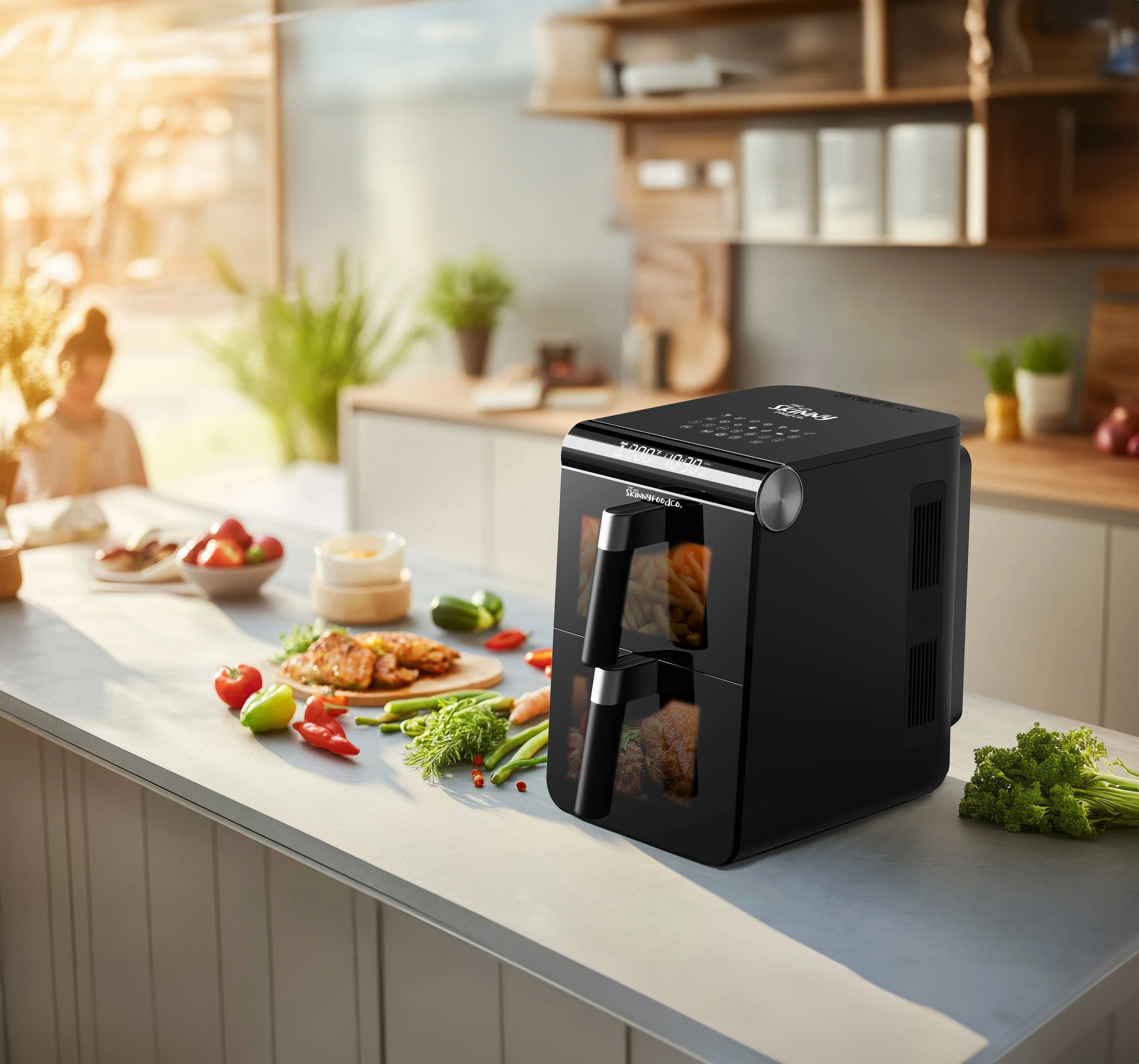 Skinny Food Co Black Double Stack Air fryer 11 Litre (Free Digital Air Fryer Recipe Book) - Ninja Alternative - Image 5