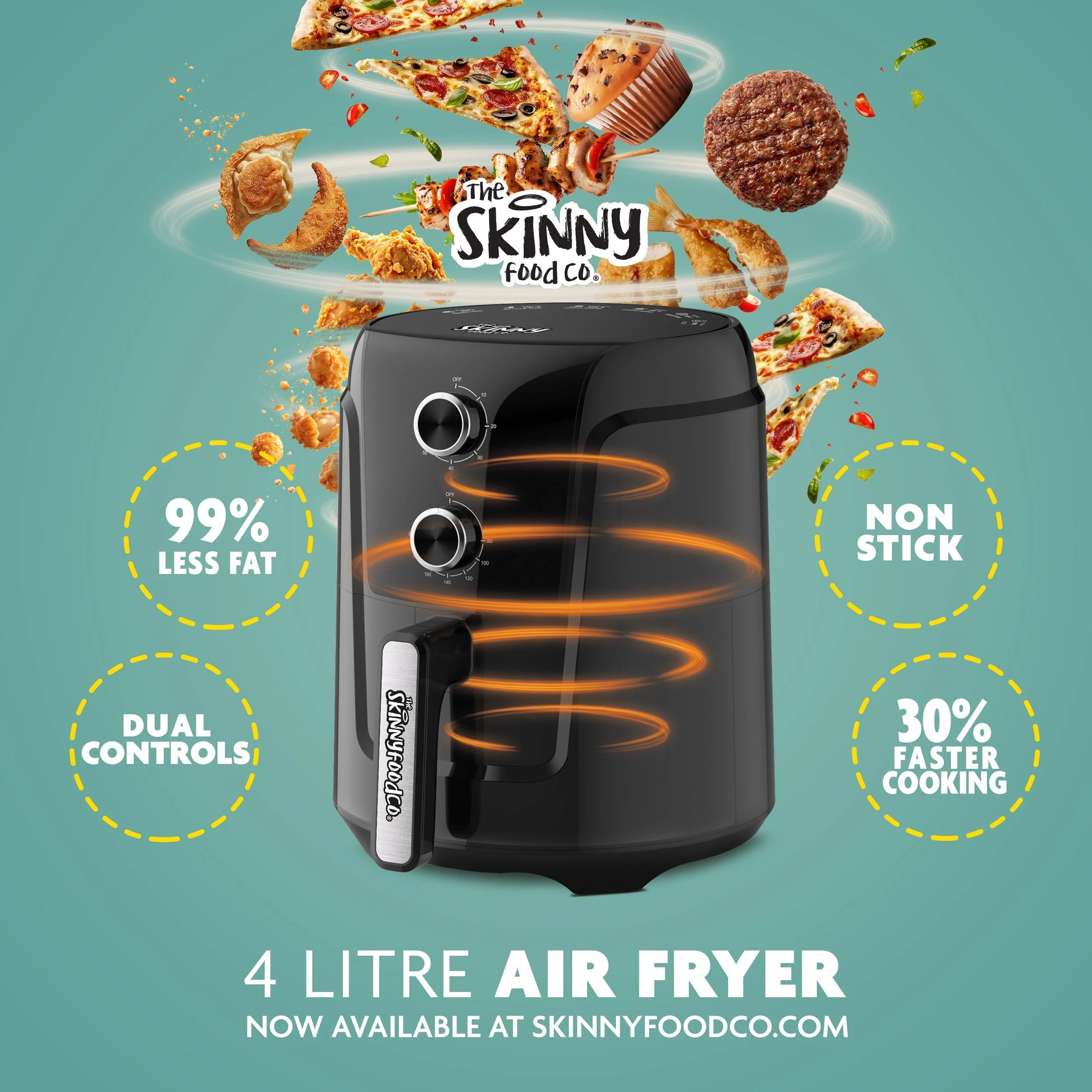 Skinny Food Co Black Air Fryer 4 Litre 1450w (Including Free Air Fryer Recipes Book) - Ninja Alternative - Image 3