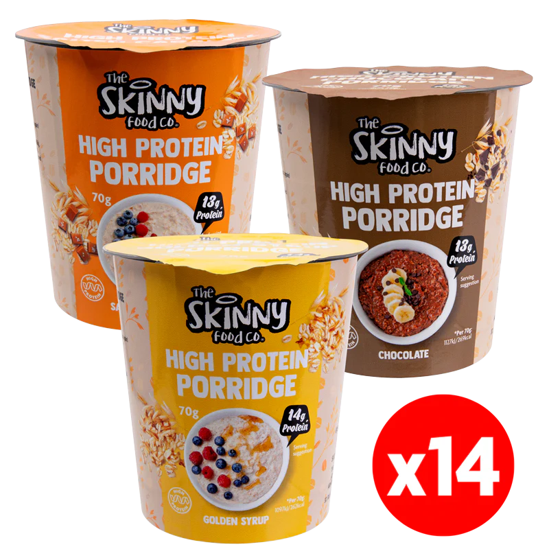 Skinny High Protein Single Porridge Pots 14 x 70g - 14g Protein (3 Flavours to choose)
