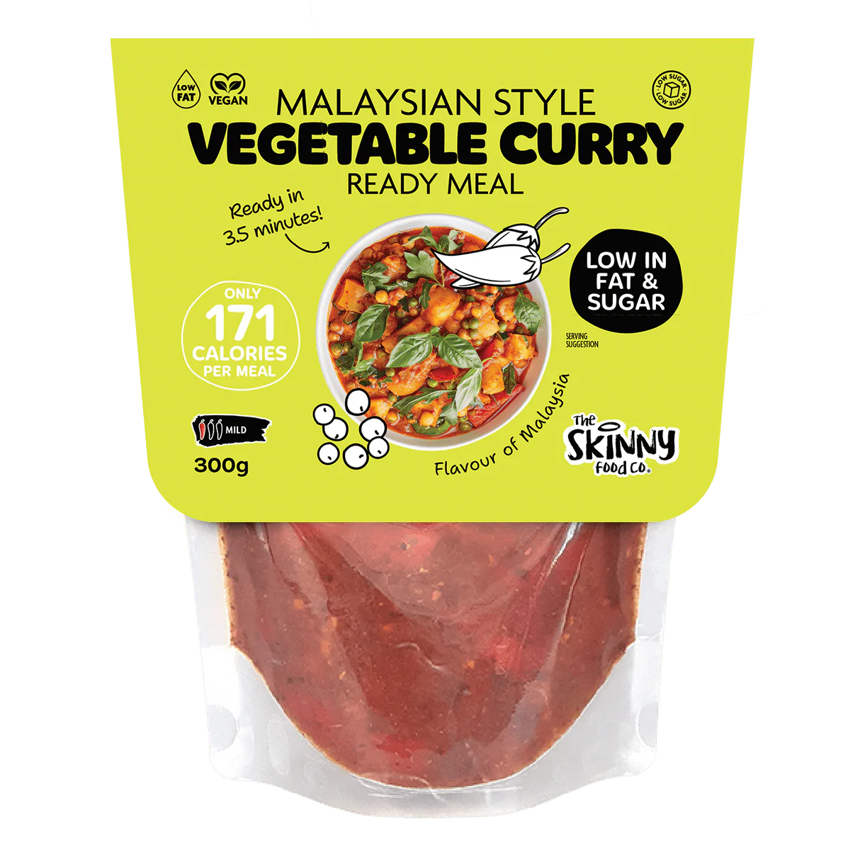 Skinny Malaysian Style Vegetable Curry 171 Calories Ready Meal - 300g