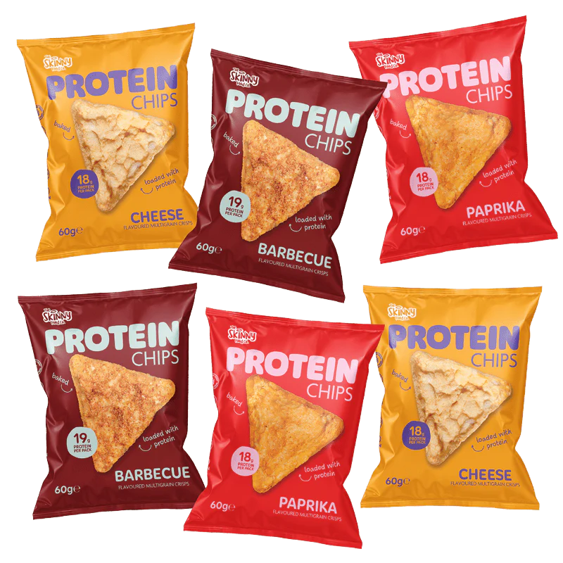 Skinny Protein Chips mixed bundle (2 Per Flavour) 6 x 60g (18-19g protein per pack)