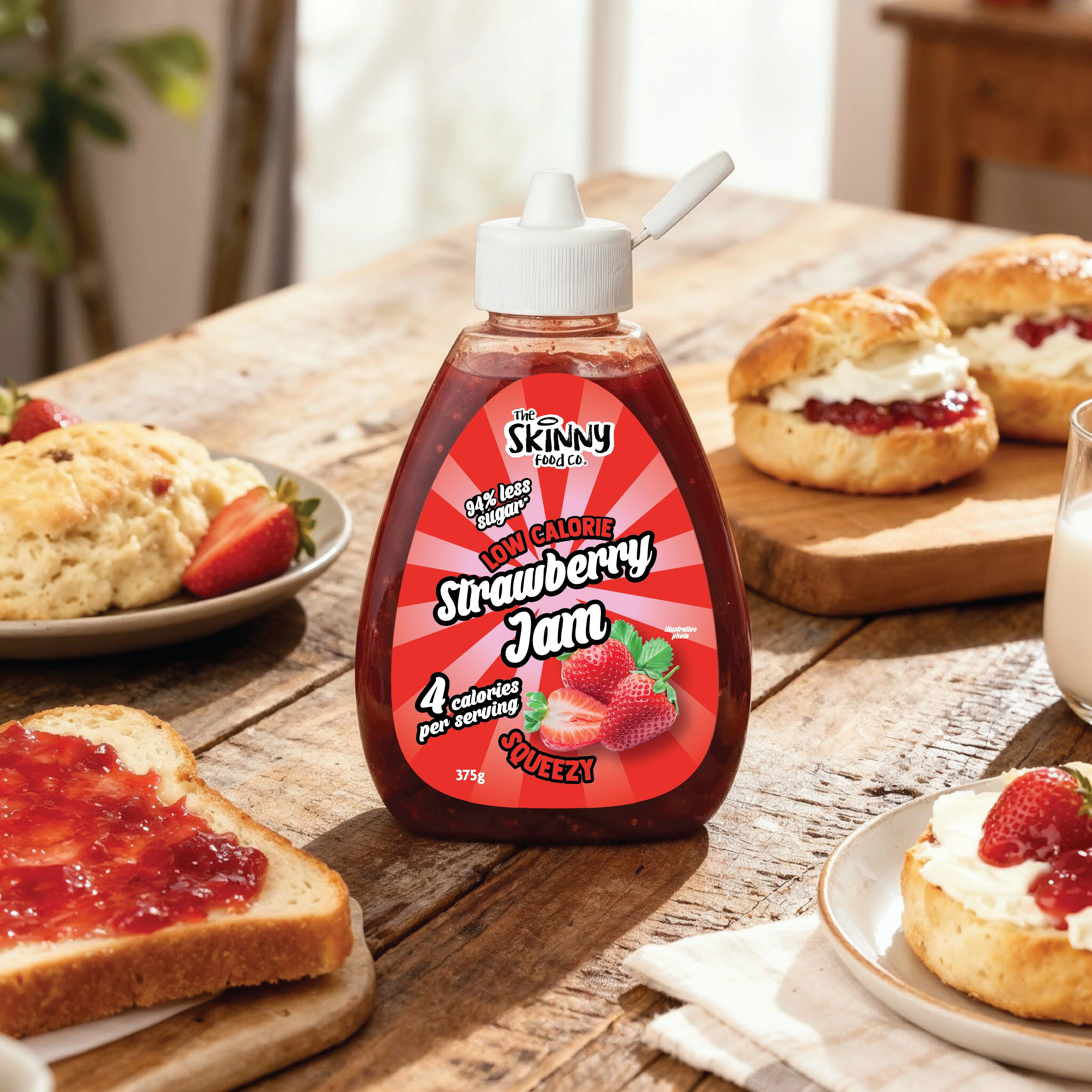 Skinny Squeezy Strawberry Low Sugar Skinny Jam - 375g - Image 2